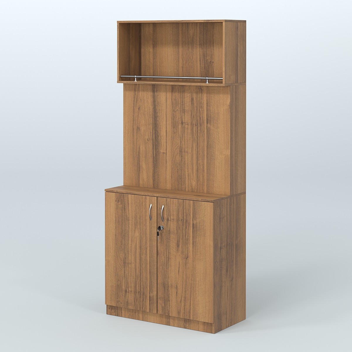 Специализи- рованный стеллаж с дверками из ДСП под врезные краны в магазин разливного пива и рыбы BEER&FISH-СПД-02 Орех