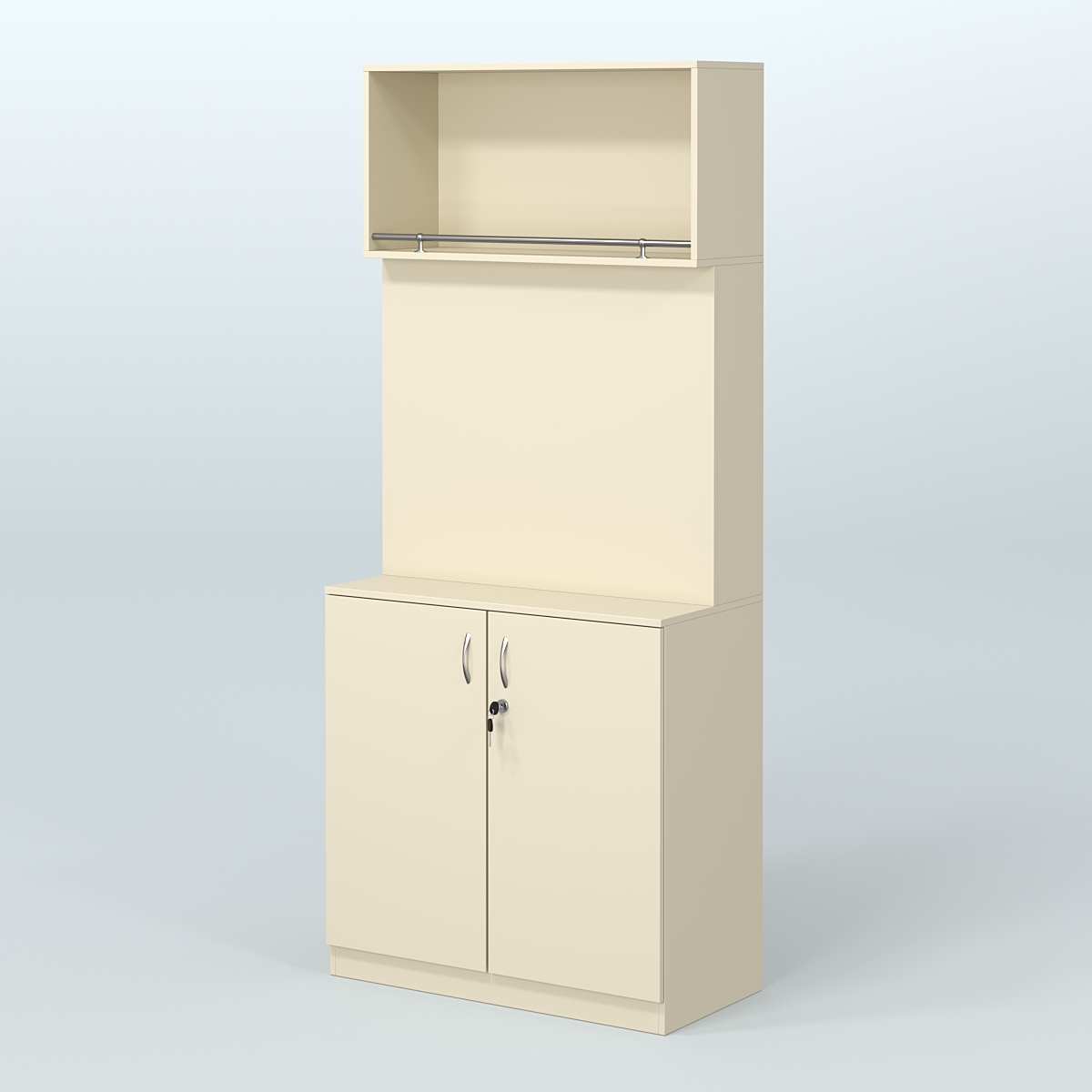 Специализи- рованный стеллаж с дверками из ДСП под врезные краны в магазин разливного пива и рыбы BEER&FISH-СПД-02 Крем Вайс