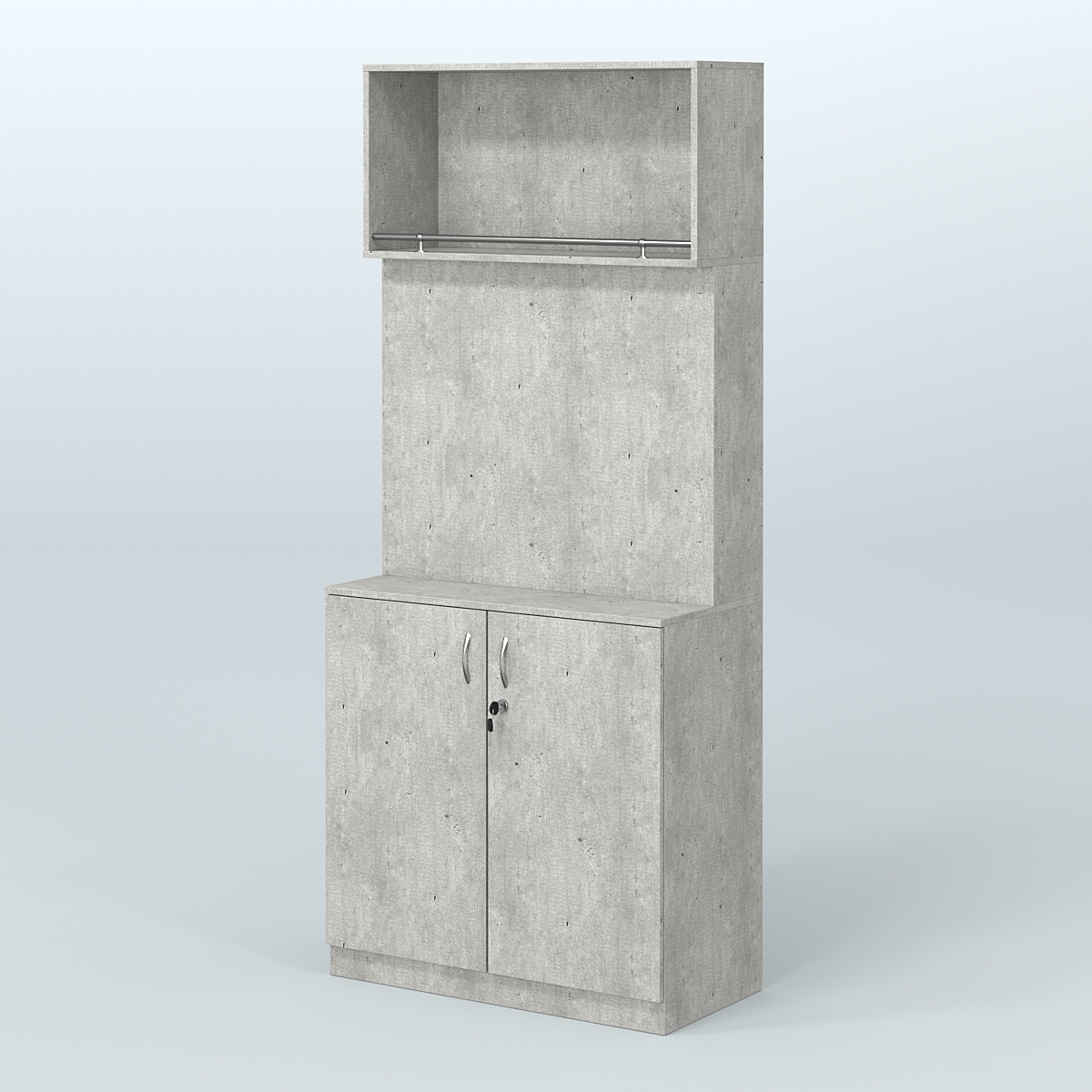 Специализи- рованный стеллаж с дверками из ДСП под врезные краны в магазин разливного пива и рыбы BEER&FISH-СПД-02 Метрополитан Грей