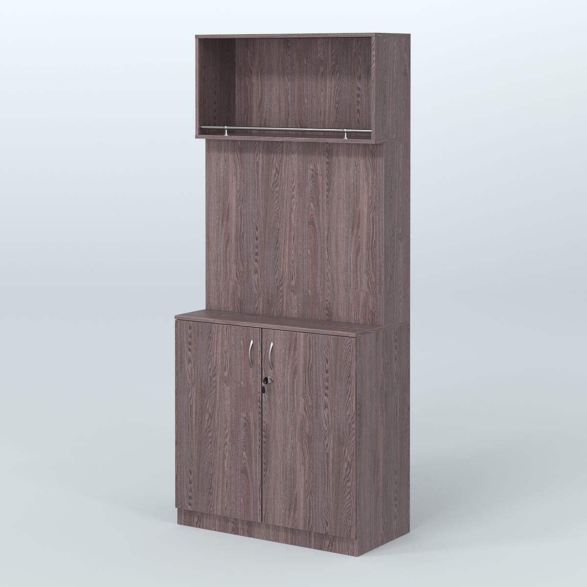 Специализи- рованный стеллаж с дверками из ДСП под врезные краны в магазин разливного пива и рыбы BEER&FISH-СПД-02 Ясень Анкор темный