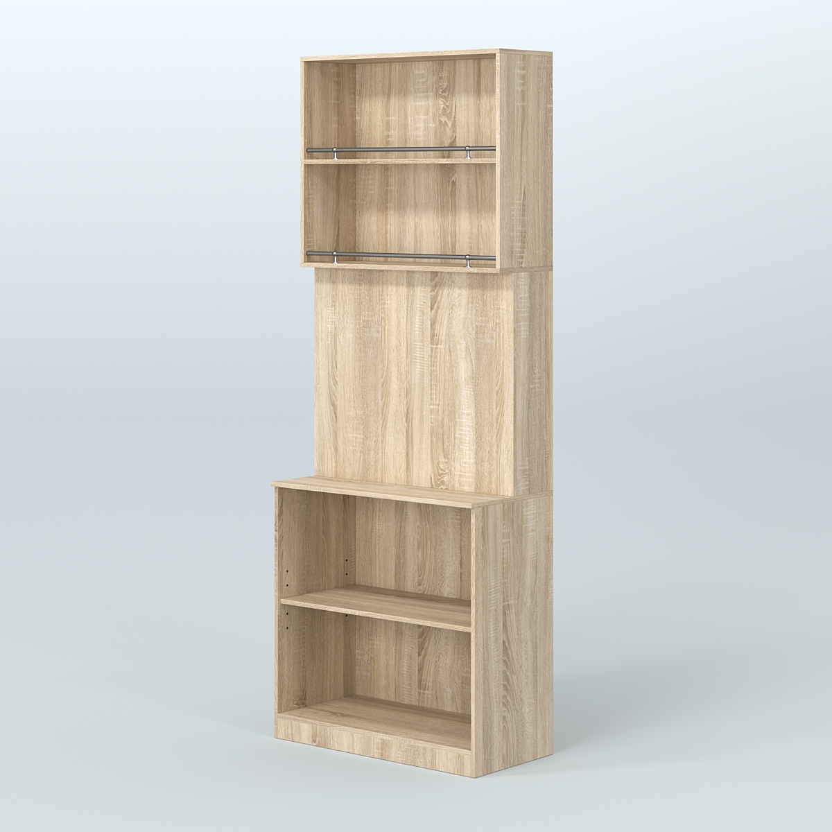 Высокий специализи- рованный стеллаж из ДСП под врезные краны с полками для магазина разливного пива и рыбы BEER&FISH-СПД-03 Дуб сонома