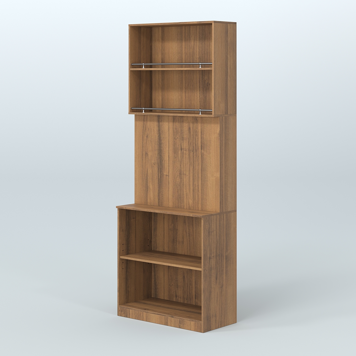 Высокий специализи- рованный стеллаж из ДСП под врезные краны с полками для магазина разливного пива и рыбы BEER&FISH-СПД-03 Орех