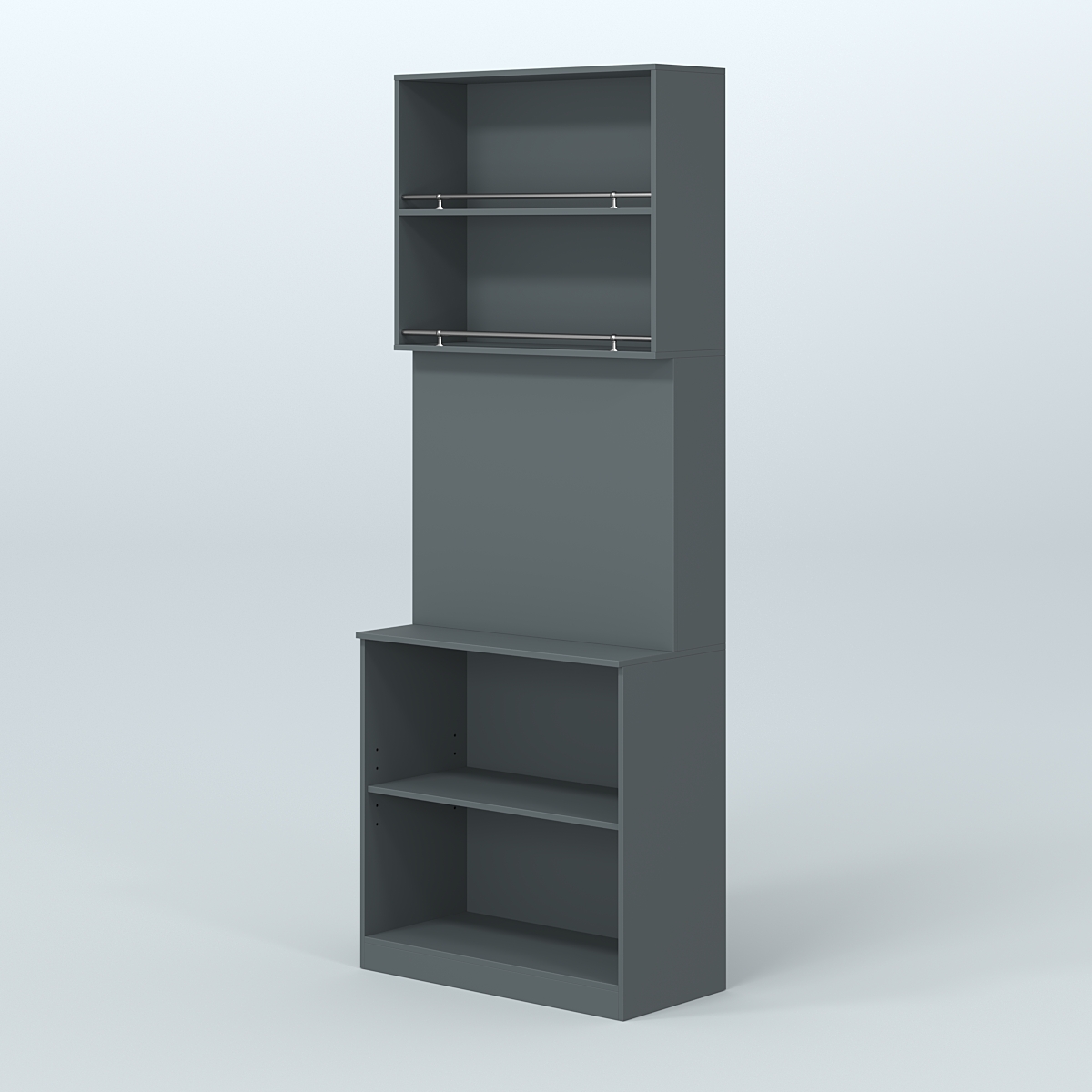 Высокий специализи- рованный стеллаж из ДСП под врезные краны с полками для магазина разливного пива и рыбы BEER&FISH-СПД-03 Темно-Серый