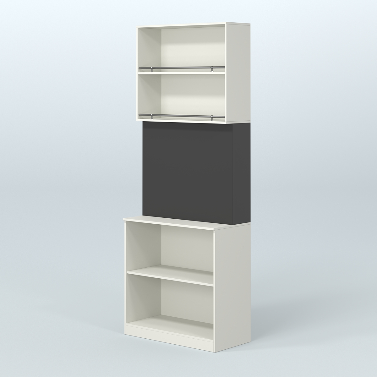 Высокий специализи- рованный стеллаж из ДСП под врезные краны с полками для магазина разливного пива и рыбы BEER&FISH-СПД-03 Белый и Черный