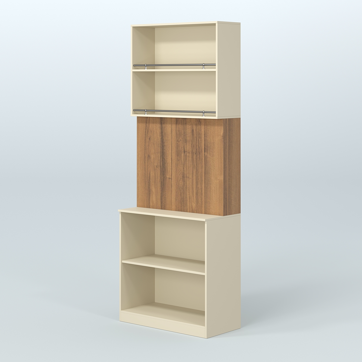 Высокий специализи- рованный стеллаж из ДСП под врезные краны с полками для магазина разливного пива и рыбы BEER&FISH-СПД-03 Крем Вайс + Орех