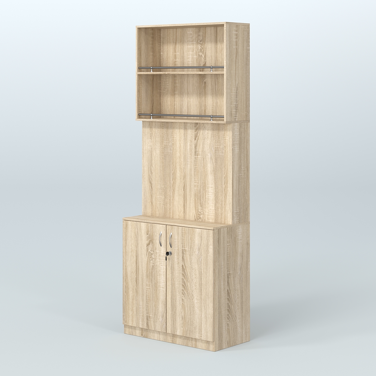 Высокий специализи- рованный стеллаж из ДСП под врезные краны с накопителем для магазина разливного пива и рыбы BEER&FISH-СПД-04 Дуб сонома