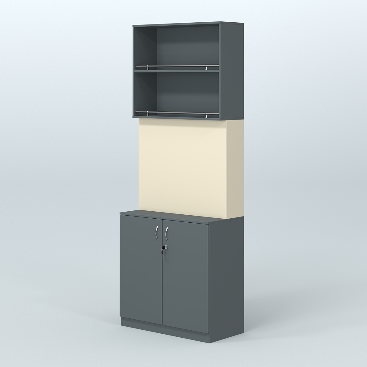 Высокий специализи- рованный стеллаж из ДСП под врезные краны с накопителем для магазина разливного пива и рыбы BEER&FISH-СПД-04 Темно-серый и Крем Вайс U2601-U2236