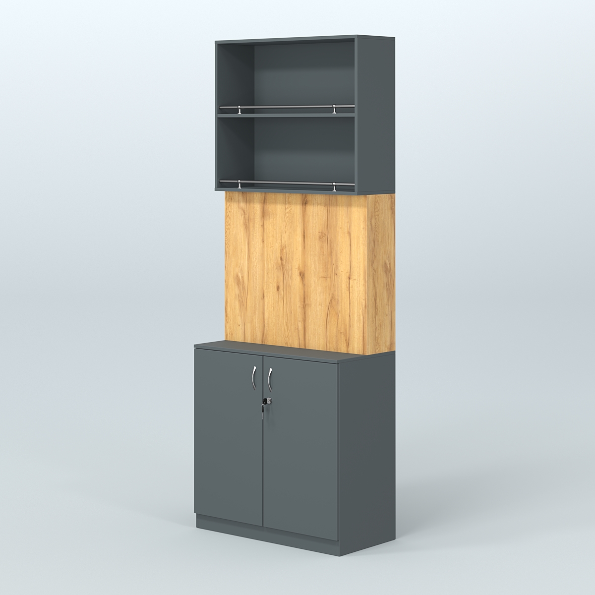 Высокий специализи- рованный стеллаж из ДСП под врезные краны с накопителем для магазина разливного пива и рыбы BEER&FISH-СПД-04 Ясень Анкор темный и Дуб Сонома