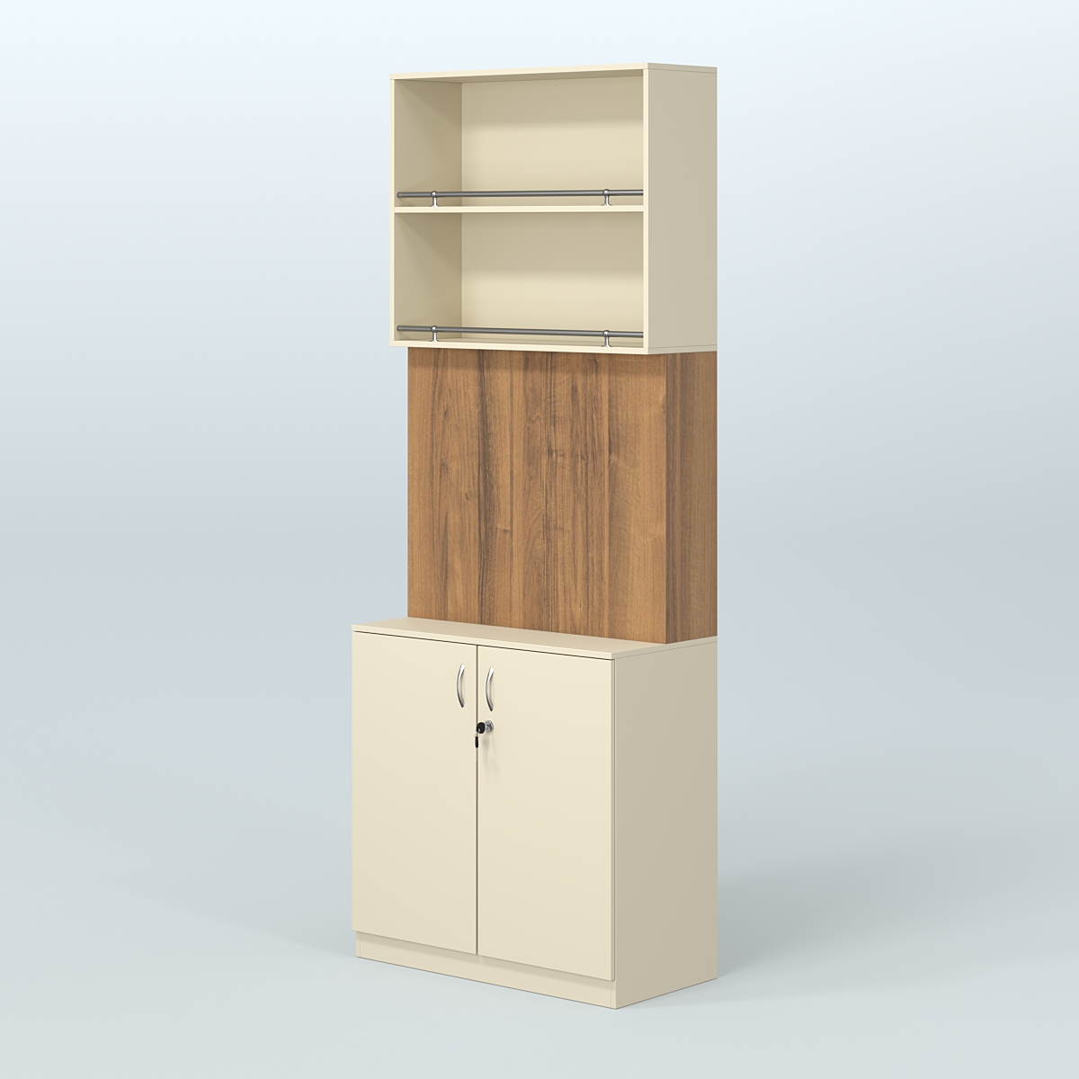 Высокий специализи- рованный стеллаж из ДСП под врезные краны с накопителем для магазина разливного пива и рыбы BEER&FISH-СПД-04 Крем Вайс + Орех