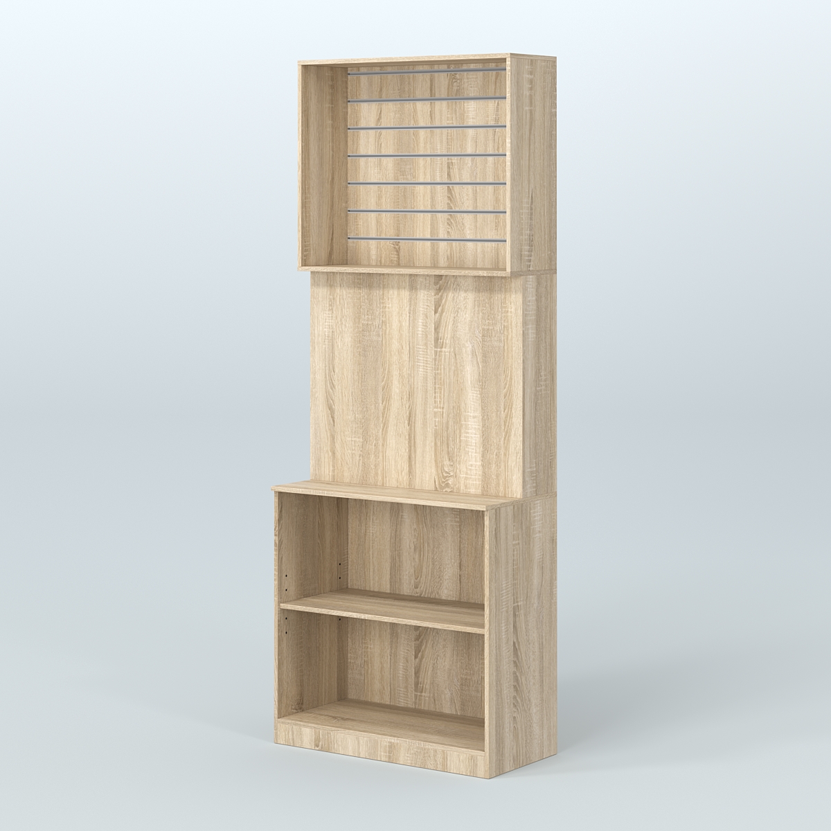 Высокий специализи- рованный стеллаж из ДСП под врезные краны с экономпанелью для продажи разливного пива и рыбы BEER&FISH-СПД-05 Дуб сонома