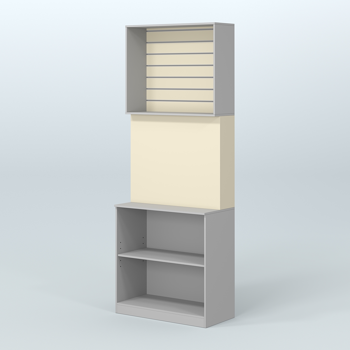 Высокий специализи- рованный стеллаж из ДСП под врезные краны с экономпанелью для продажи разливного пива и рыбы BEER&FISH-СПД-05 Серый + Крем Вайс