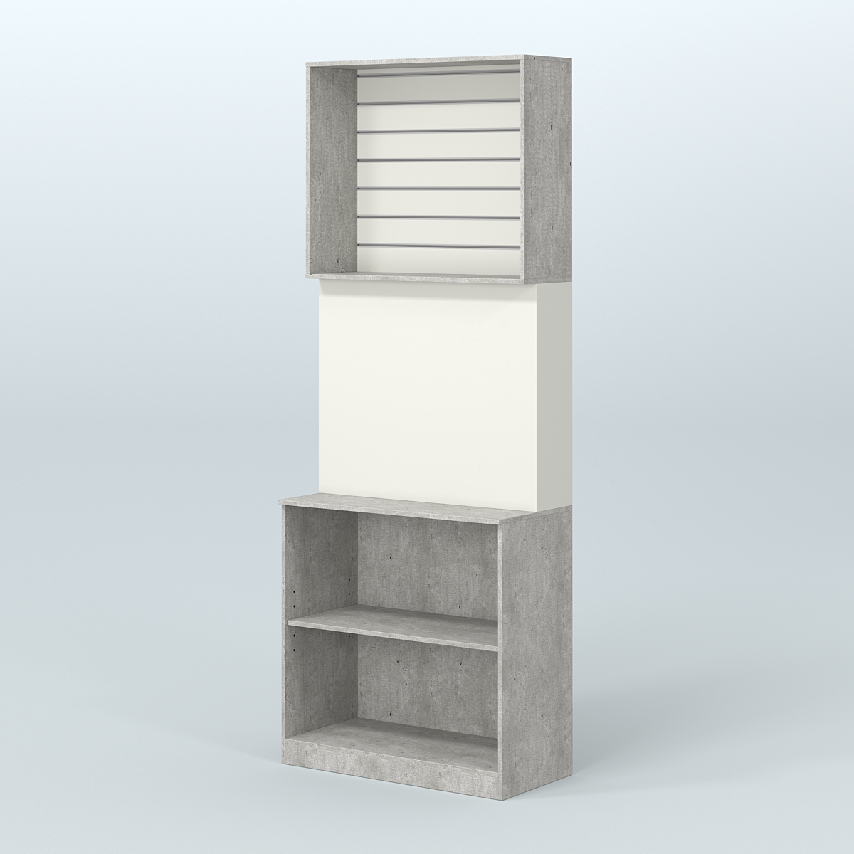 Высокий специализи- рованный стеллаж из ДСП под врезные краны с экономпанелью для продажи разливного пива и рыбы BEER&FISH-СПД-05 Метрополитан Грей + Белый