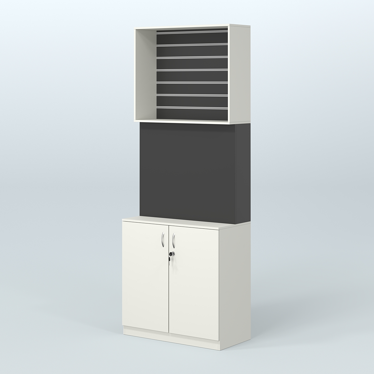 Высокий специализи- рованный стеллаж из ДСП с панелью под врезные краны и закрытым накопителем для магазина разливного пива и рыбы BEER&FISH-СПД-06 Белый и Черный