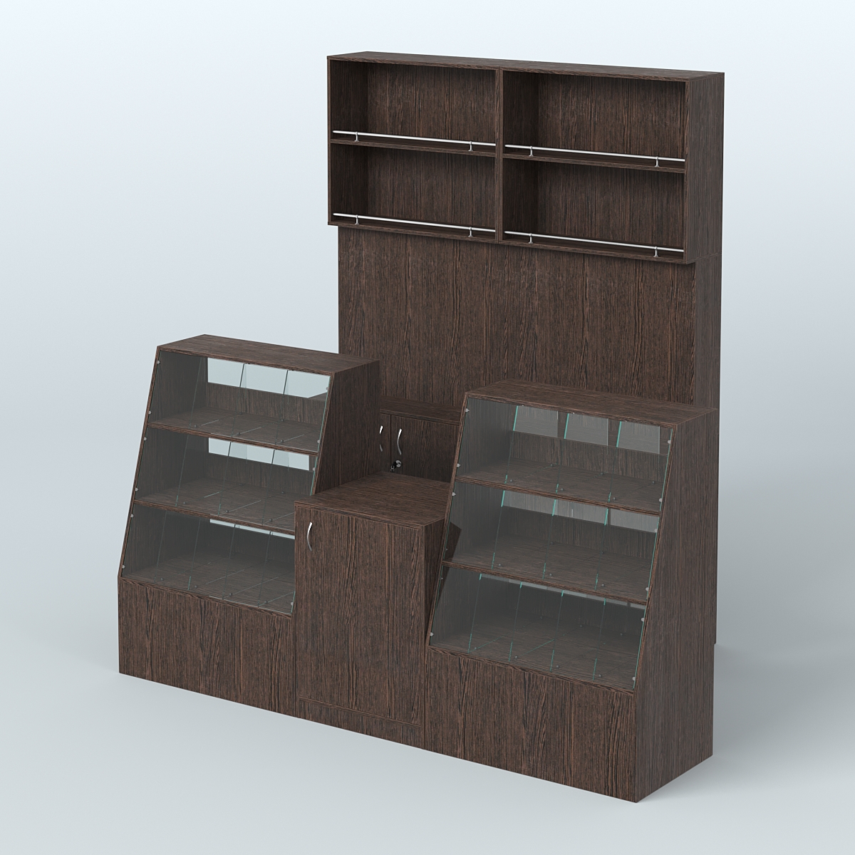 Комплект торговой мебели малый из ДСП для магазина разливного пива и рыбы BEER&FISH-КТМП-Д01 Дуб Венге