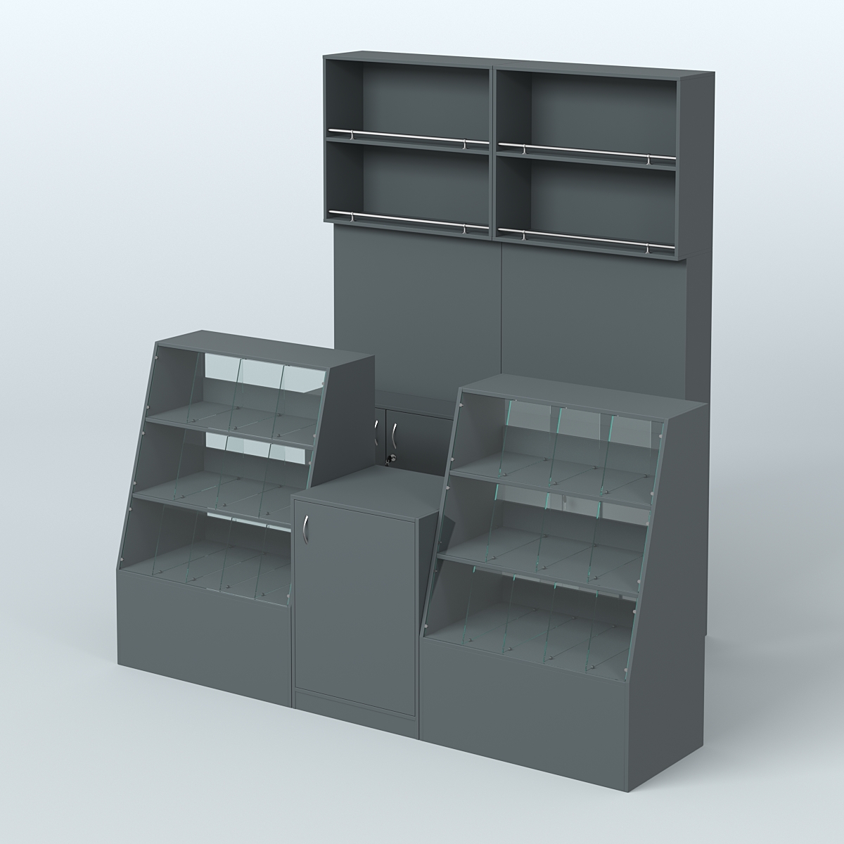 Комплект торговой мебели малый из ДСП для магазина разливного пива и рыбы BEER&FISH-КТМП-Д01 Темно-Серый