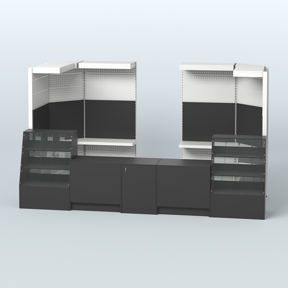 Комплект торговой мебели пристенный в магазин разливного пива и рыбы BEER&FISH-КТМП-М03 Черный