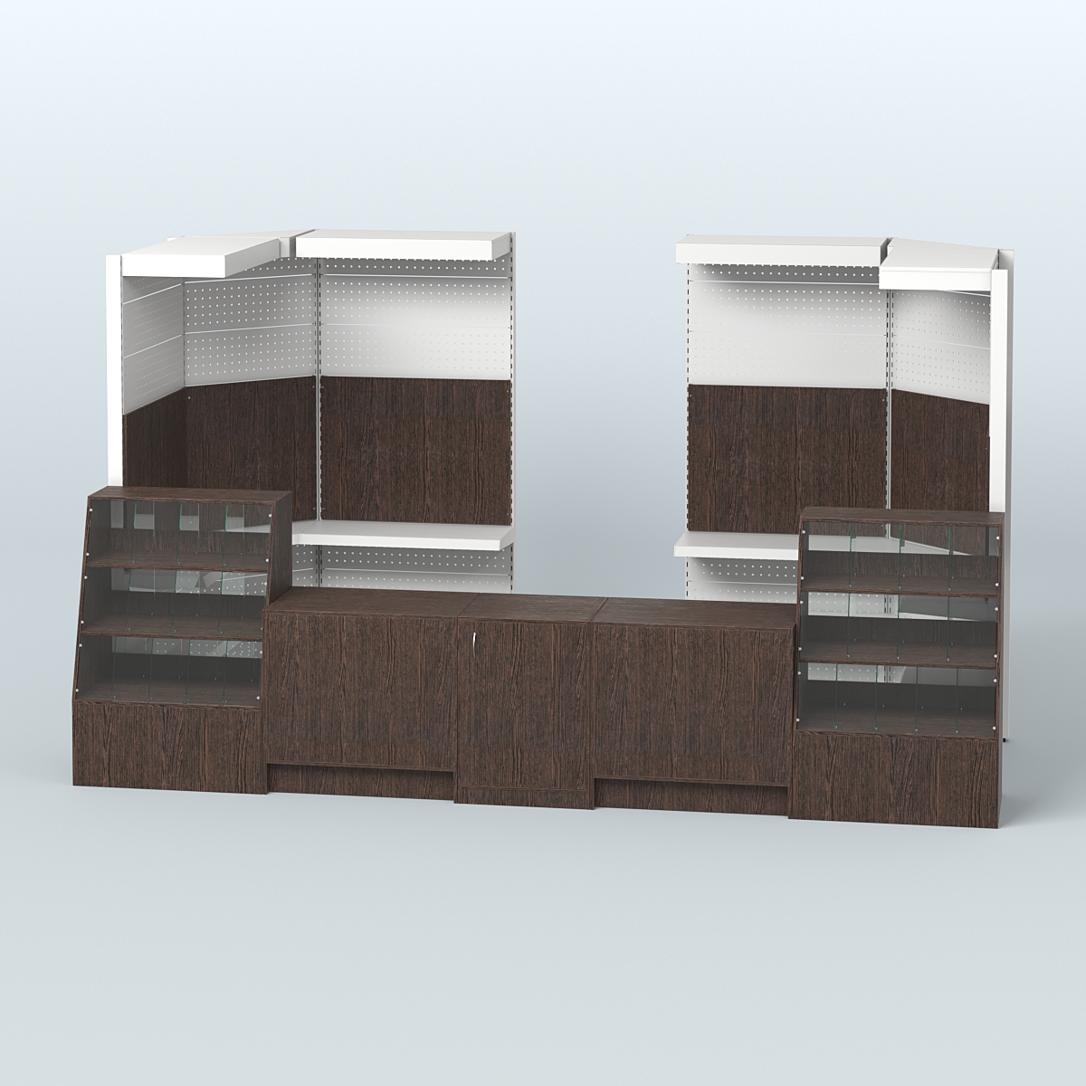 Комплект торговой мебели пристенный в магазин разливного пива и рыбы BEER&FISH-КТМП-М03 Дуб Венге