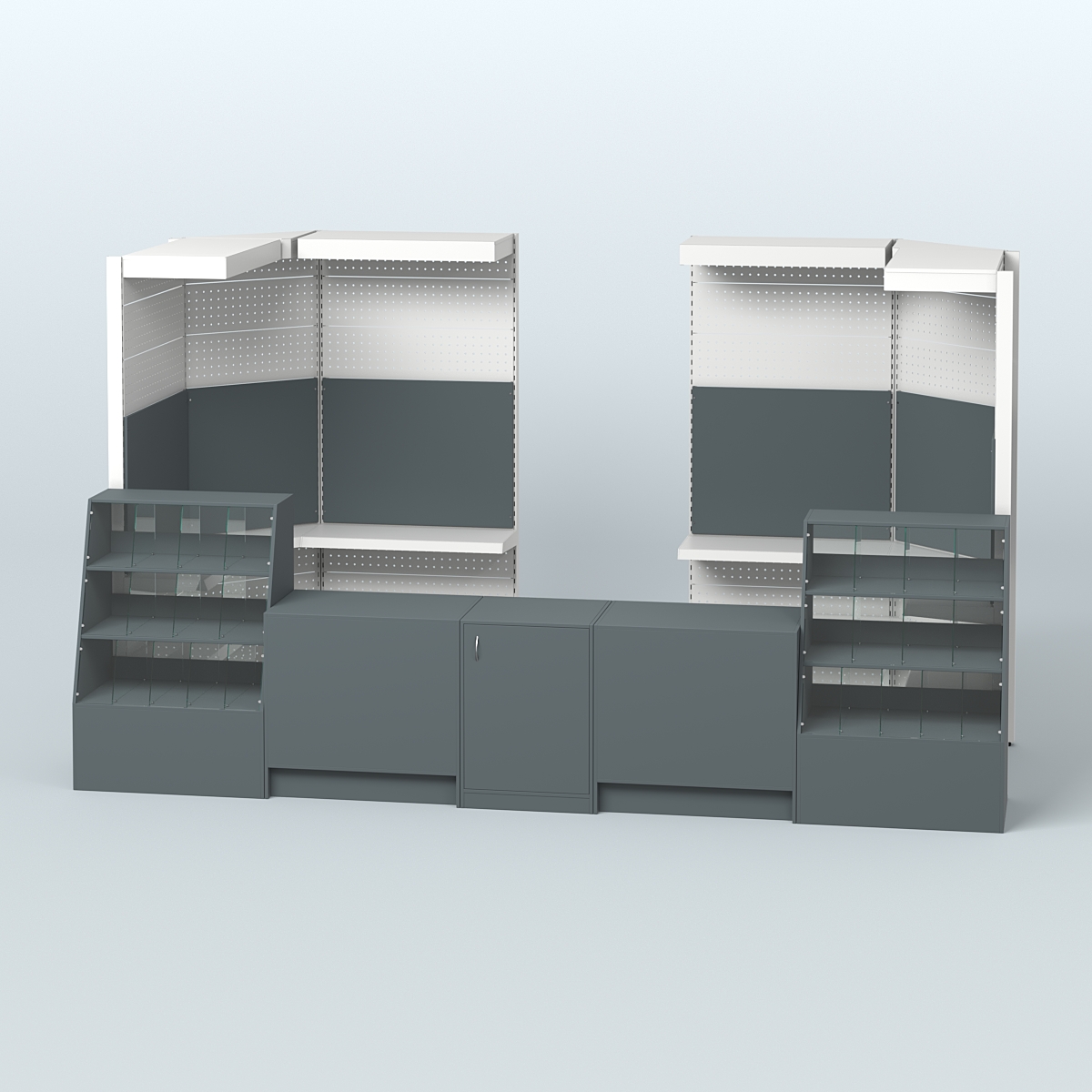 Комплект торговой мебели пристенный в магазин разливного пива и рыбы BEER&FISH-КТМП-М03 Темно-Серый