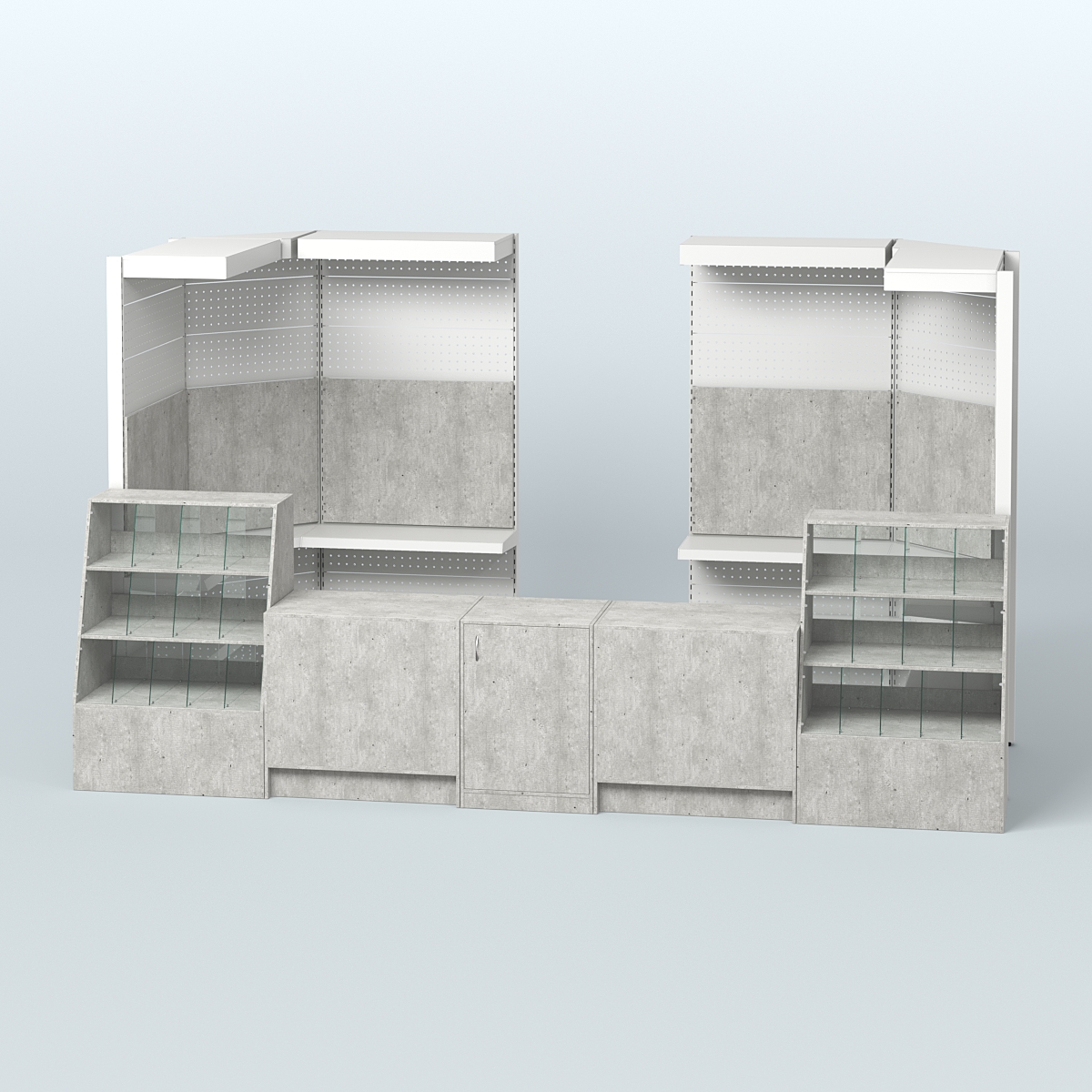 Комплект торговой мебели пристенный в магазин разливного пива и рыбы BEER&FISH-КТМП-М03 Метрополитан Грей