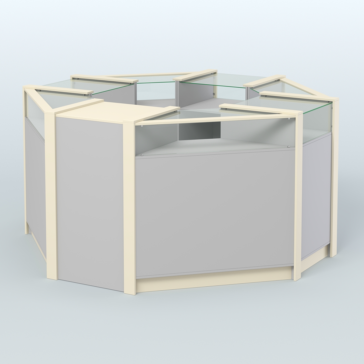 Торговый островок небольшой в стиле ЛОФТ №1 (4,72 кв.м) Серый + Крем Вайс