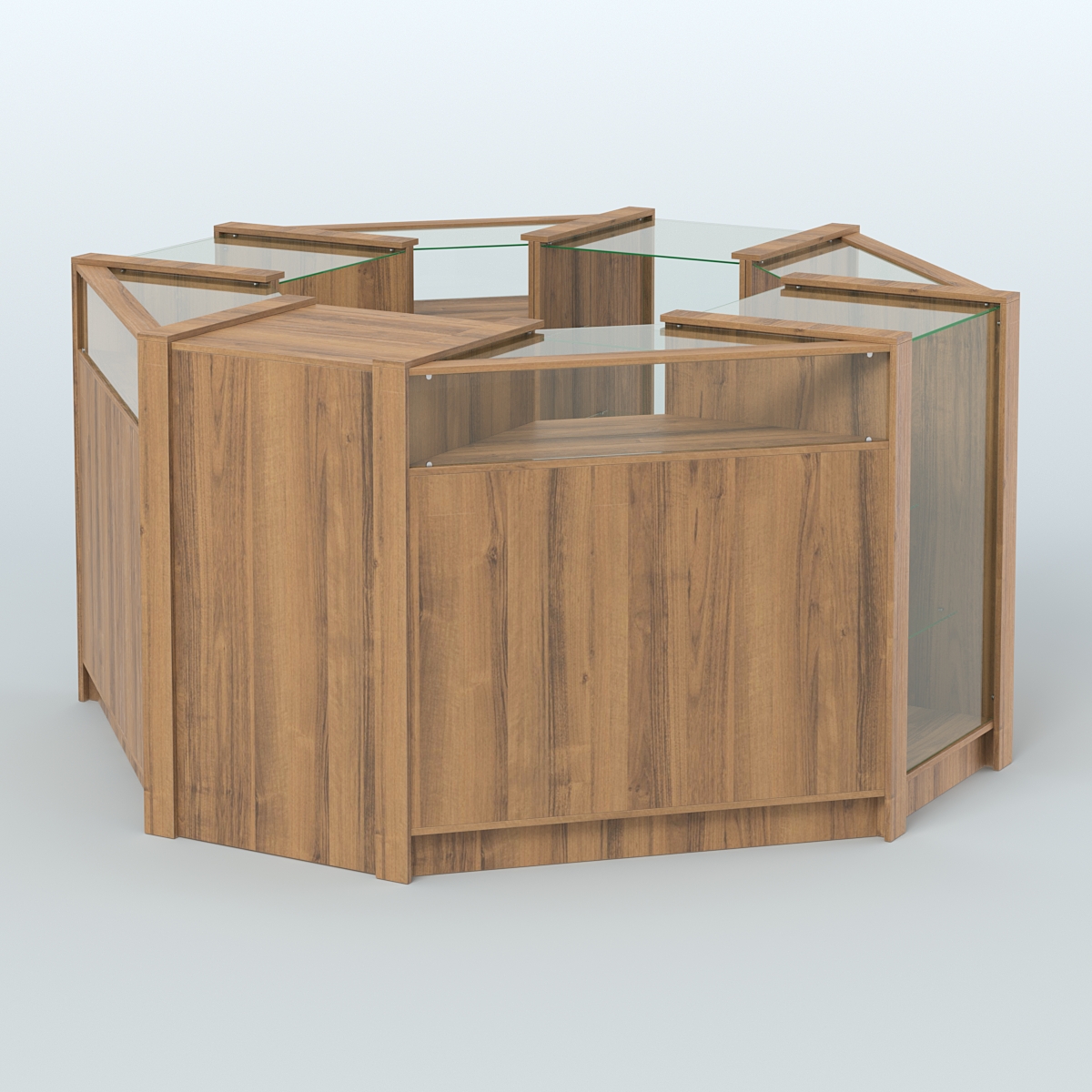 Торговый островок в стиле ЛОФТ с прозрачными фасадами №3 (4,72 кв.м) Орех