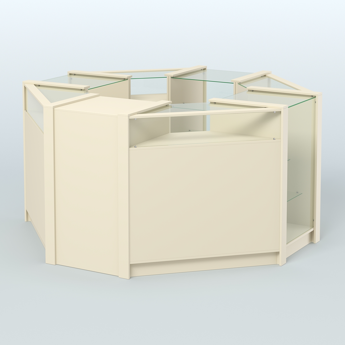 Торговый островок в стиле ЛОФТ с прозрачными фасадами №3 (4,72 кв.м) Крем Вайс