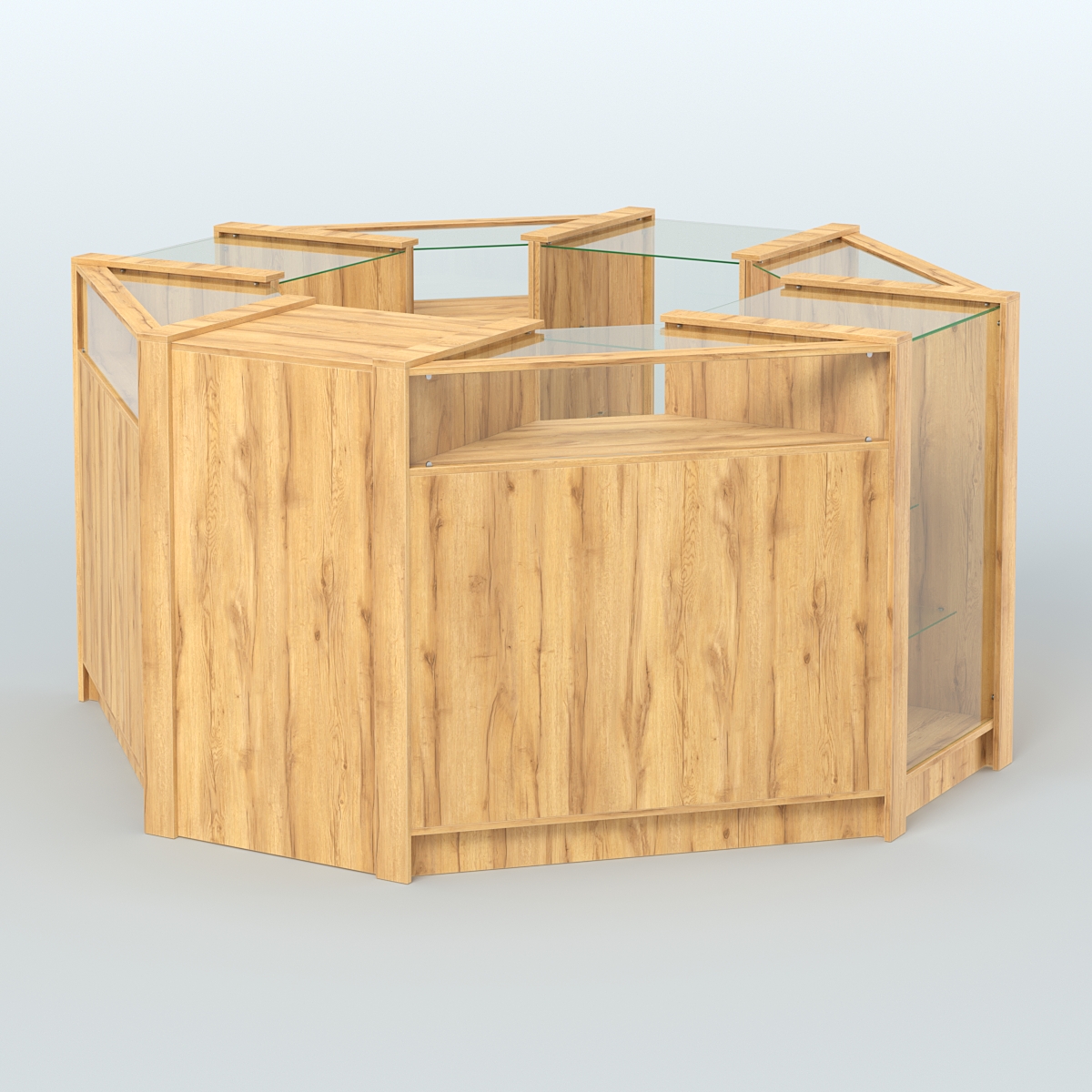 Торговый островок в стиле ЛОФТ с прозрачными фасадами №3 (4,72 кв.м) Дуб Золотистый