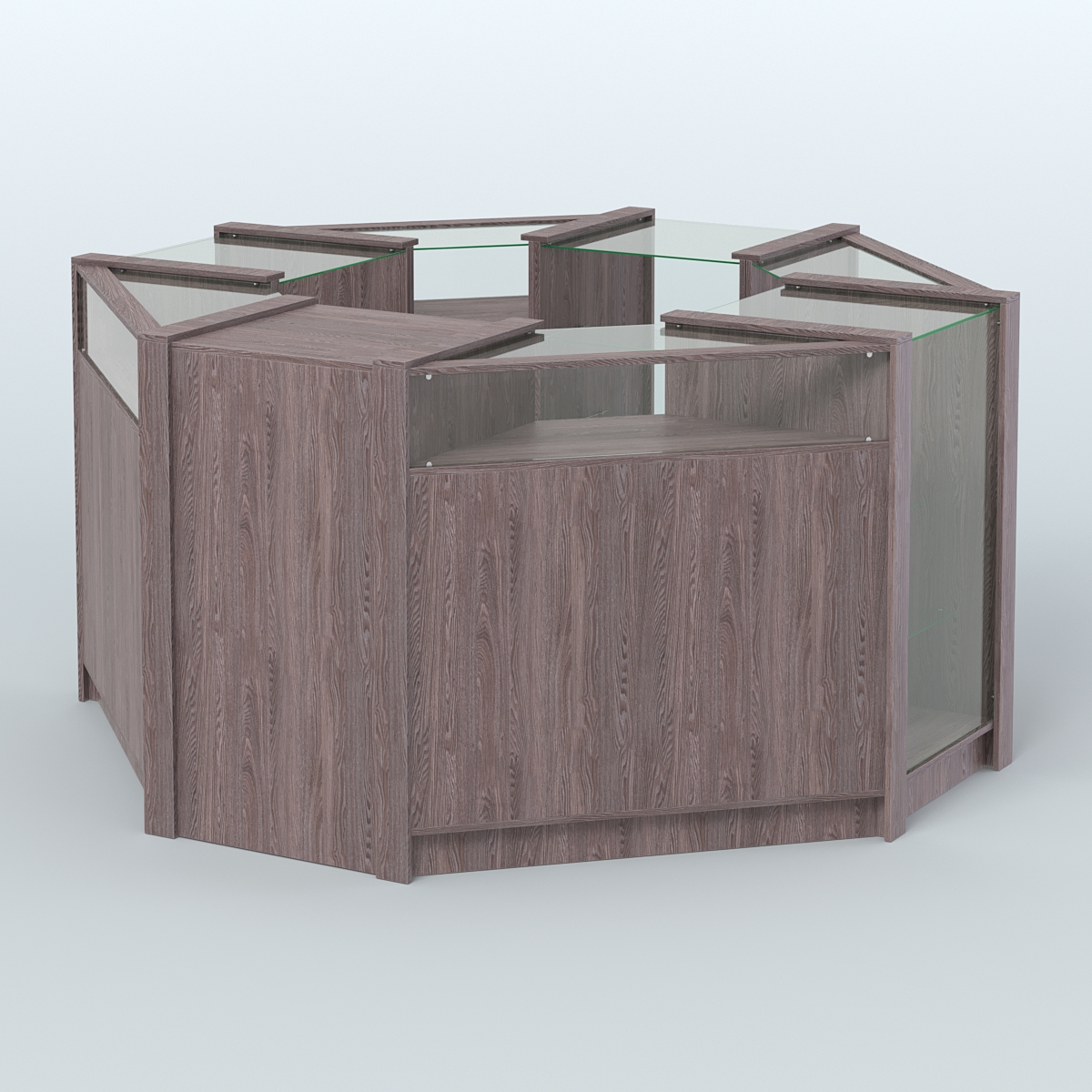 Торговый островок в стиле ЛОФТ с прозрачными фасадами №3 (4,72 кв.м) Ясень Анкор темный