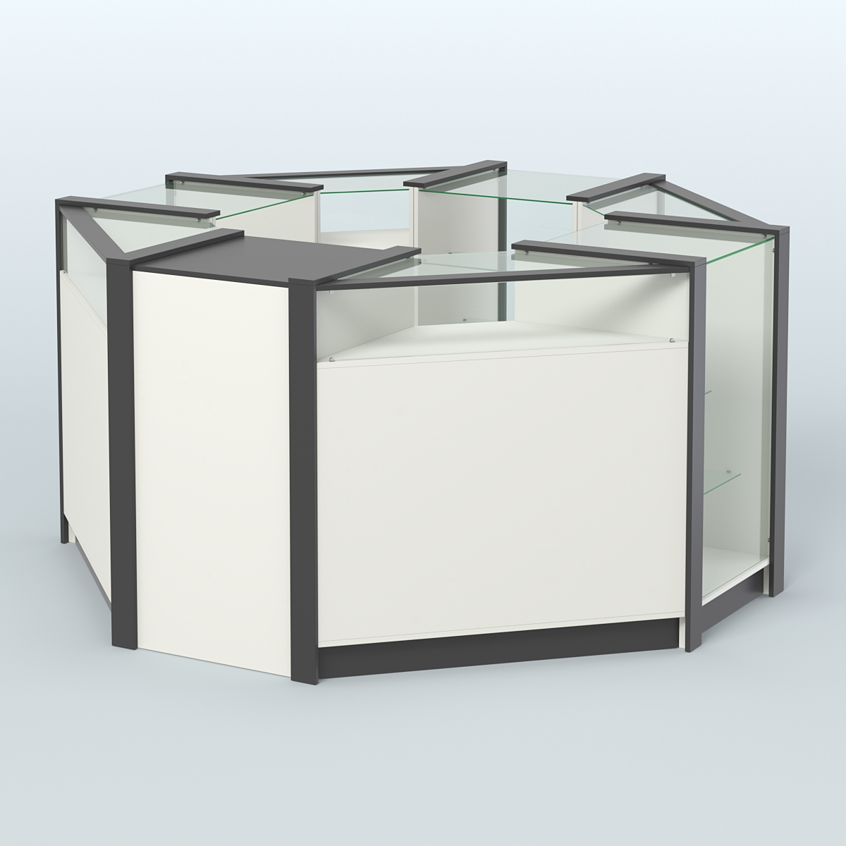 Торговый островок в стиле ЛОФТ с прозрачными фасадами №3 (4,72 кв.м) Белый и Черный
