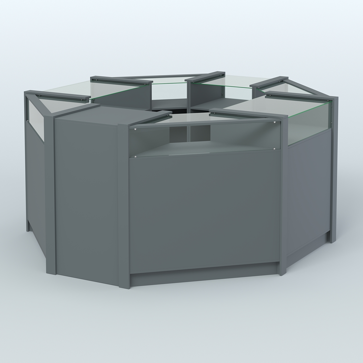 Торговый островок в стиле ЛОФТ с выкатным модулем №4 (5,38 кв.м) Темно-Серый