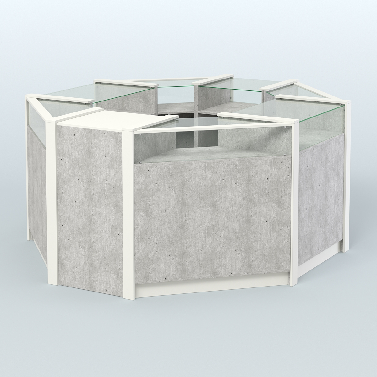 Торговый островок в стиле ЛОФТ с выкатным модулем №4 (5,38 кв.м) Метрополитан Грей + Белый