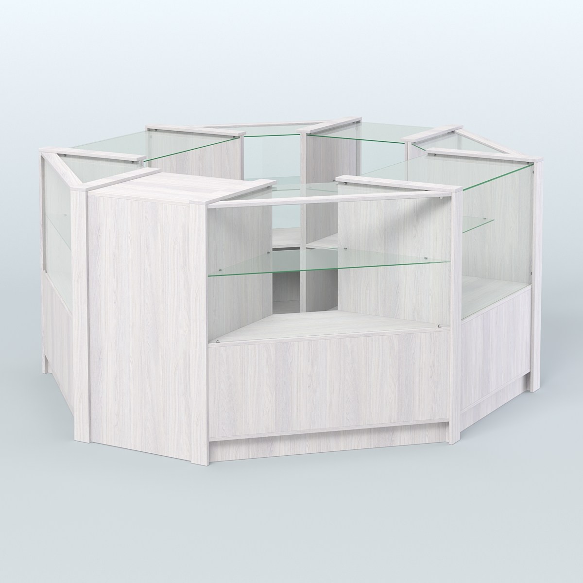 Торговый островок в стиле ЛОФТ восьмиугольный №5 (5,38 кв.м) Ясень Анкор светлый