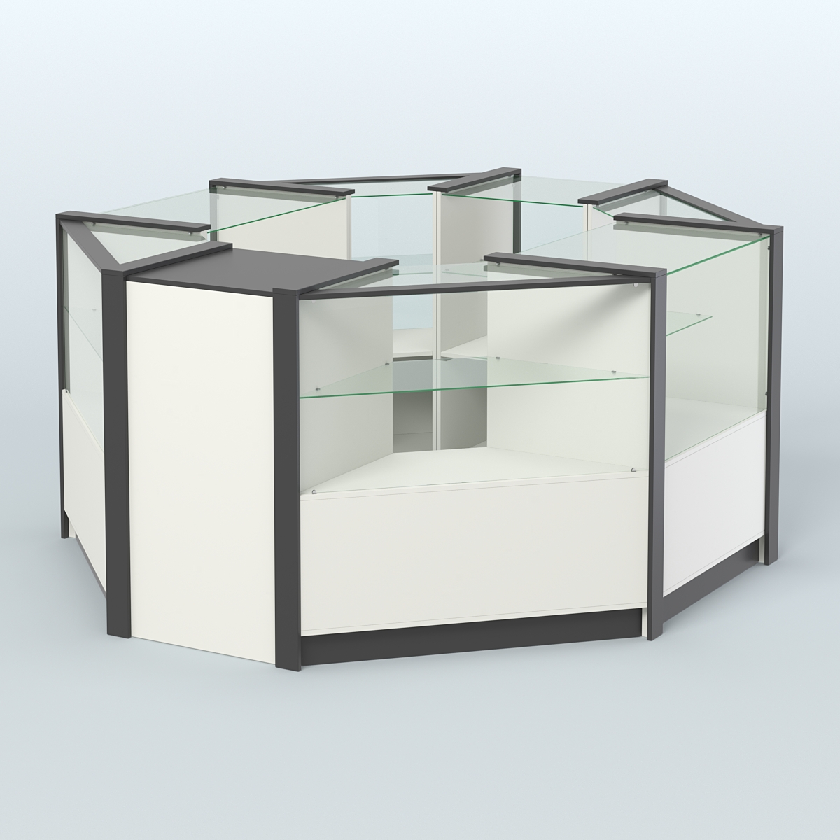 Торговый островок в стиле ЛОФТ восьмиугольный №5 (5,38 кв.м) Белый и Черный