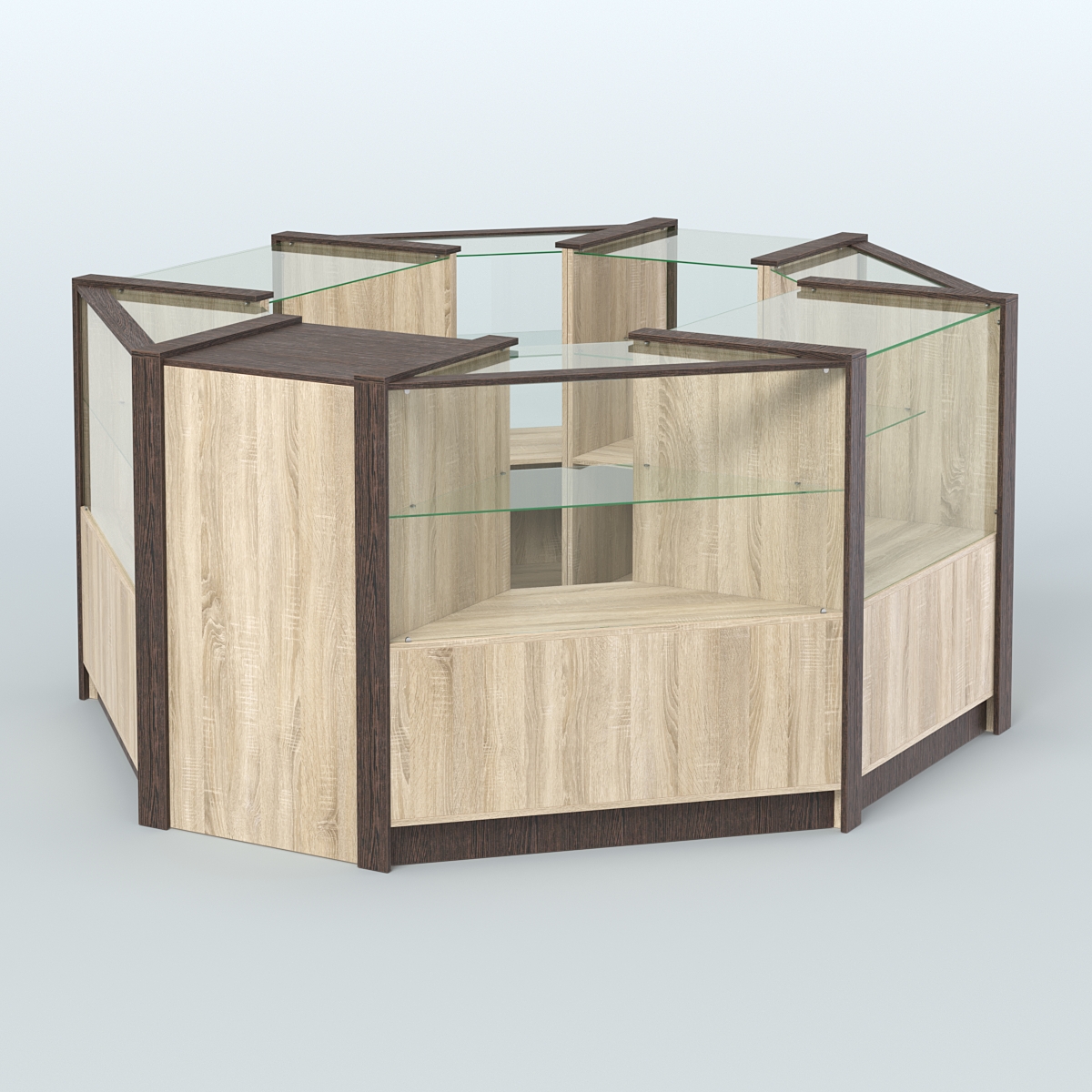 Торговый островок в стиле ЛОФТ восьмиугольный №5 (5,38 кв.м) Дуб Сонома + Дуб Венге