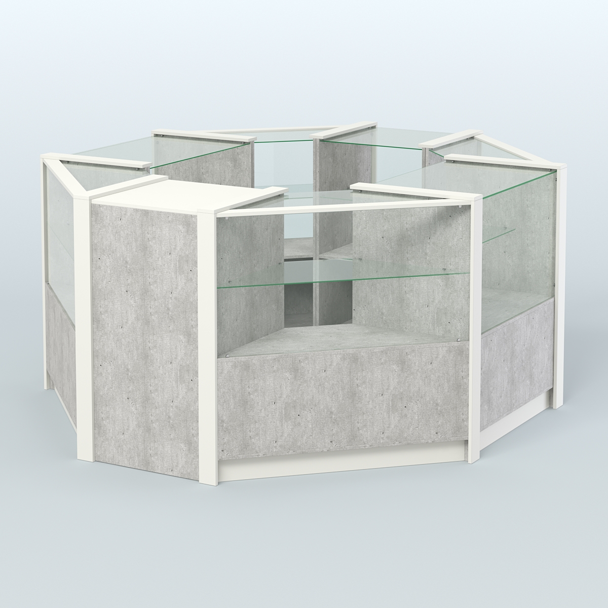 Торговый островок в стиле ЛОФТ восьмиугольный №5 (5,38 кв.м) Метрополитан Грей + Белый