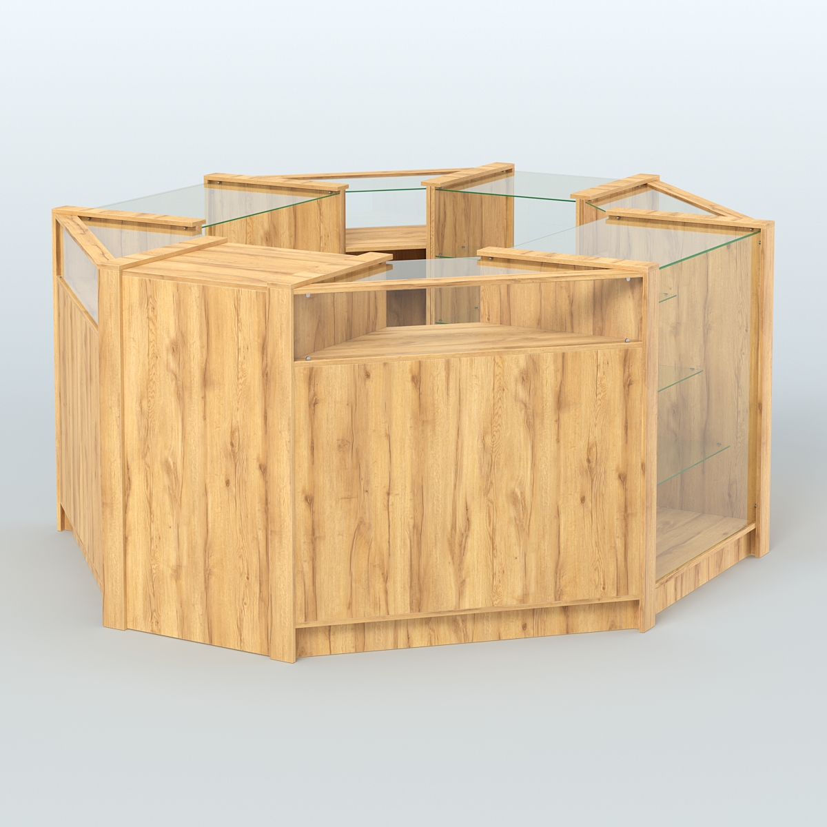 Торговый островок из стекла и ДСП в стиле ЛОФТ №6 (5,38 кв.м) Дуб Золотистый