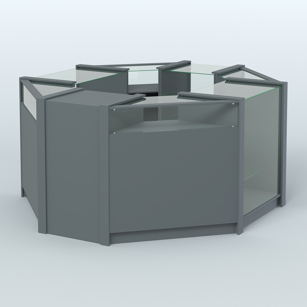 Торговый островок из стекла и ДСП в стиле ЛОФТ №6 (5,38 кв.м) Темно-Серый