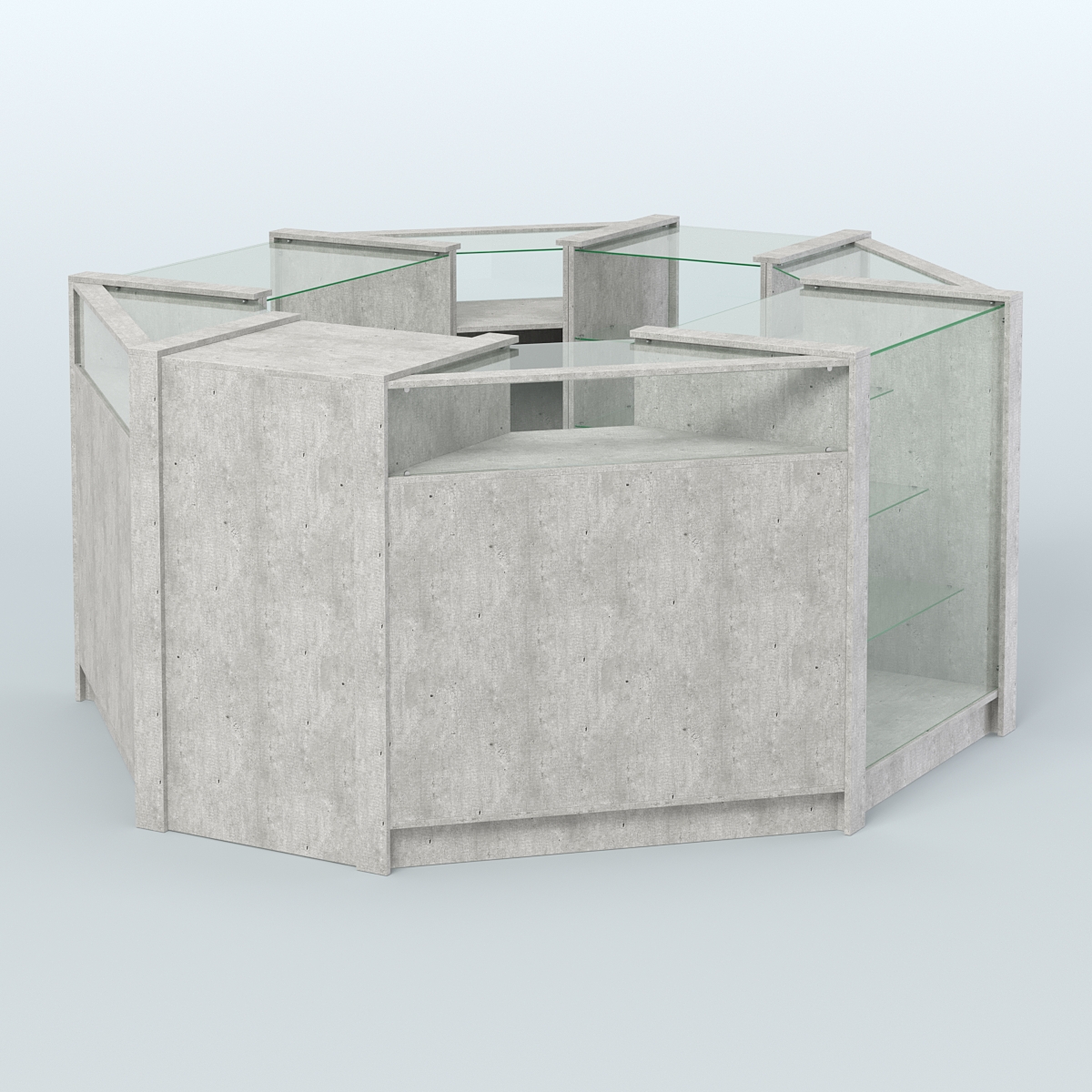 Торговый островок из стекла и ДСП в стиле ЛОФТ №6 (5,38 кв.м) Метрополитан Грей