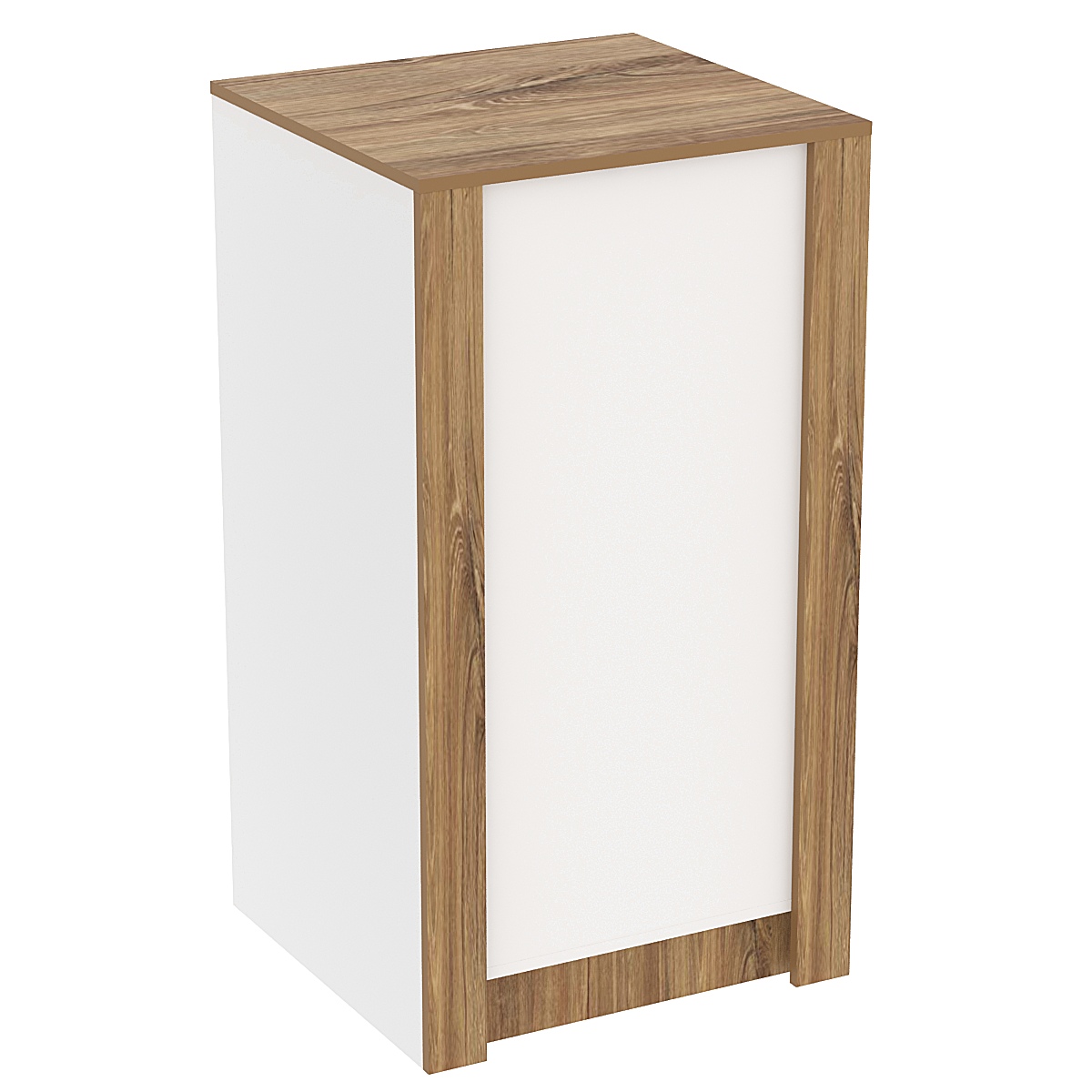 Прилавок из ДСП Модерн №1-КР-600 узкий отдельно- стоящий Белый + Дуб Канзас коричневый