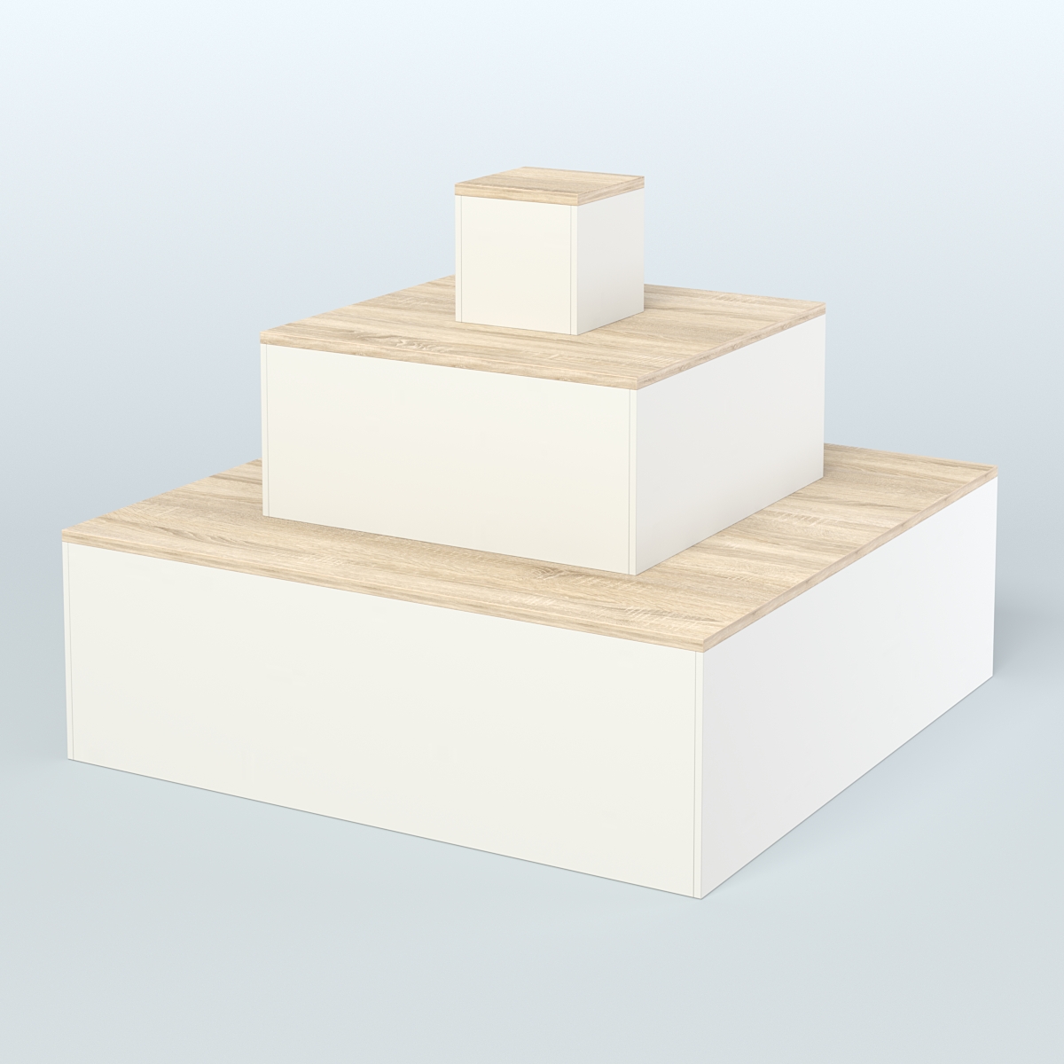 Островок-пирамида квадратный для торговых центров №1 Белый + Дуб Сонома