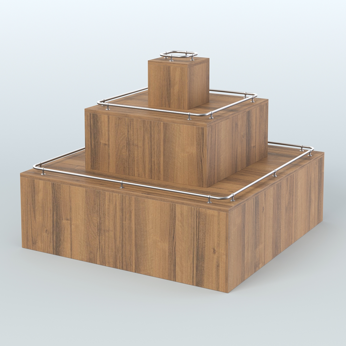 Островок-пирамида с хромирован- ными ограничителями для торговых центров №1-ХО Орех