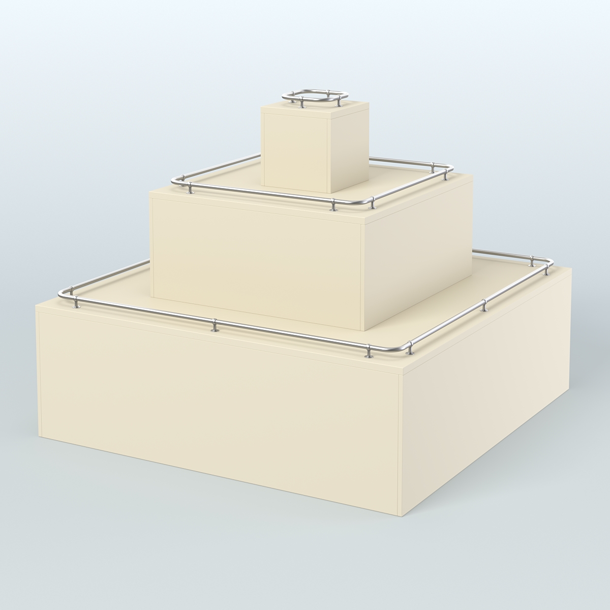 Островок-пирамида с хромирован- ными ограничителями для торговых центров №1-ХО Крем Вайс