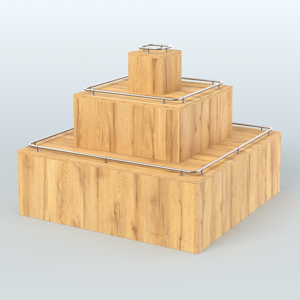 Островок-пирамида с хромирован- ными ограничителями для торговых центров №1-ХО Дуб Золотистый