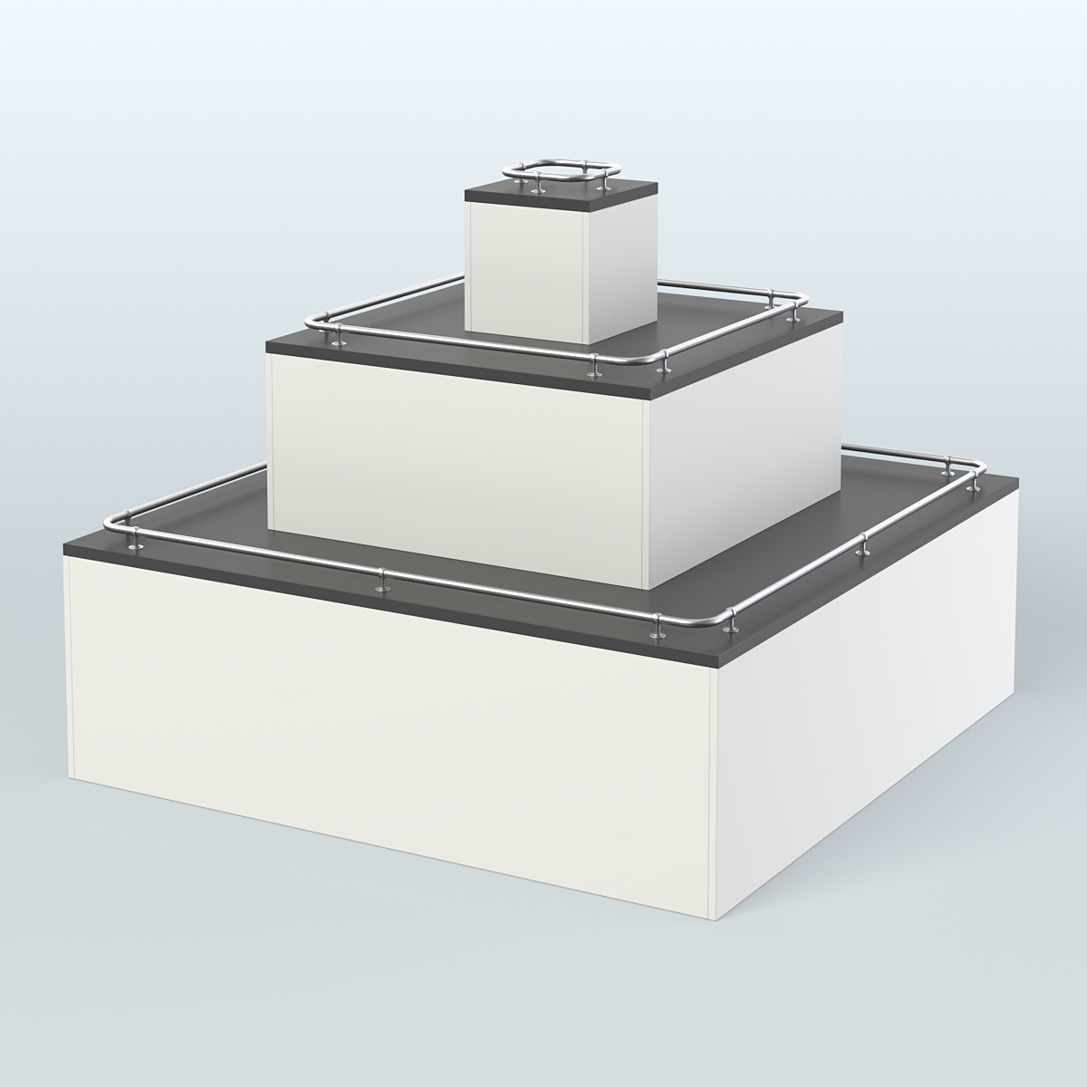 Островок-пирамида с хромирован- ными ограничителями для торговых центров №1-ХО Белый и Черный