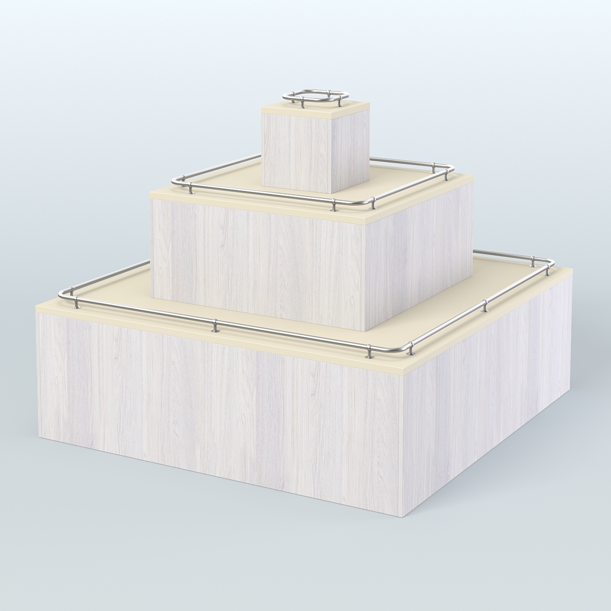 Островок-пирамида с хромирован- ными ограничителями для торговых центров №1-ХО Ясень Анкор светлый и Крем Вайс