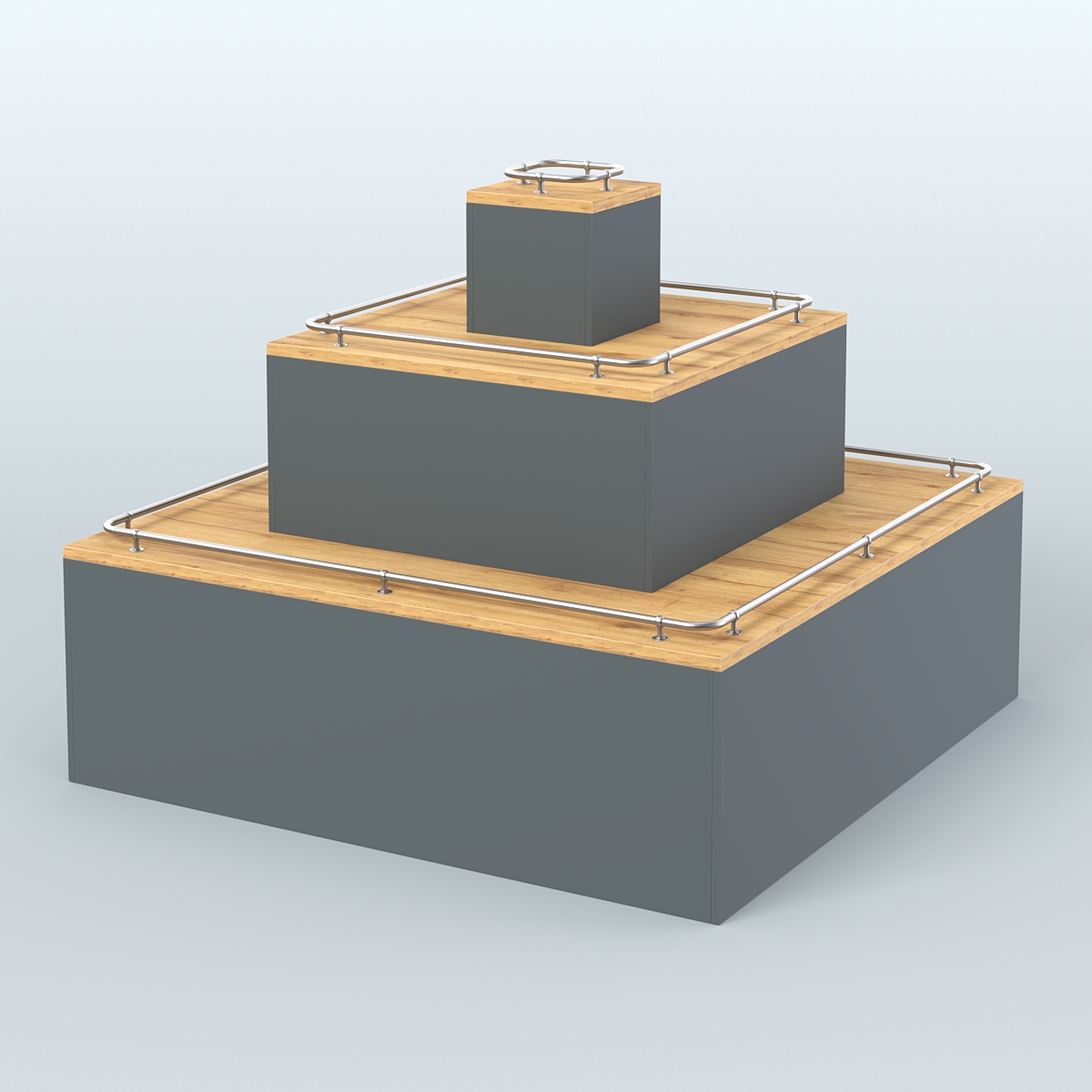 Островок-пирамида с хромирован- ными ограничителями для торговых центров №1-ХО Темно-Серый  + Дуб Золотистый