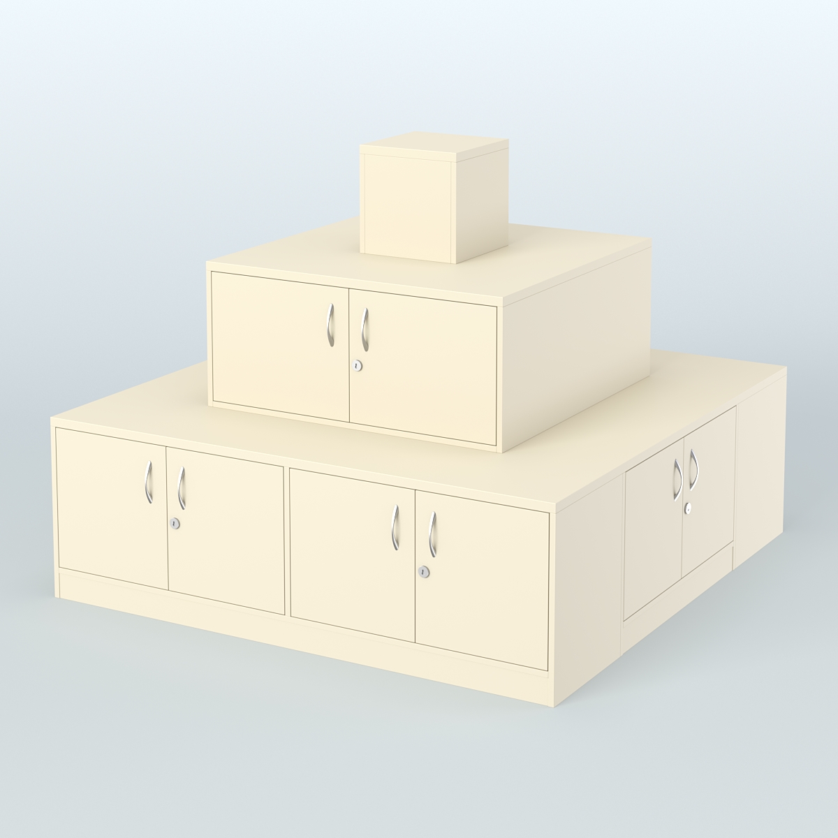 Островок-пирамида с накопителями для торговых центров №2 Крем Вайс