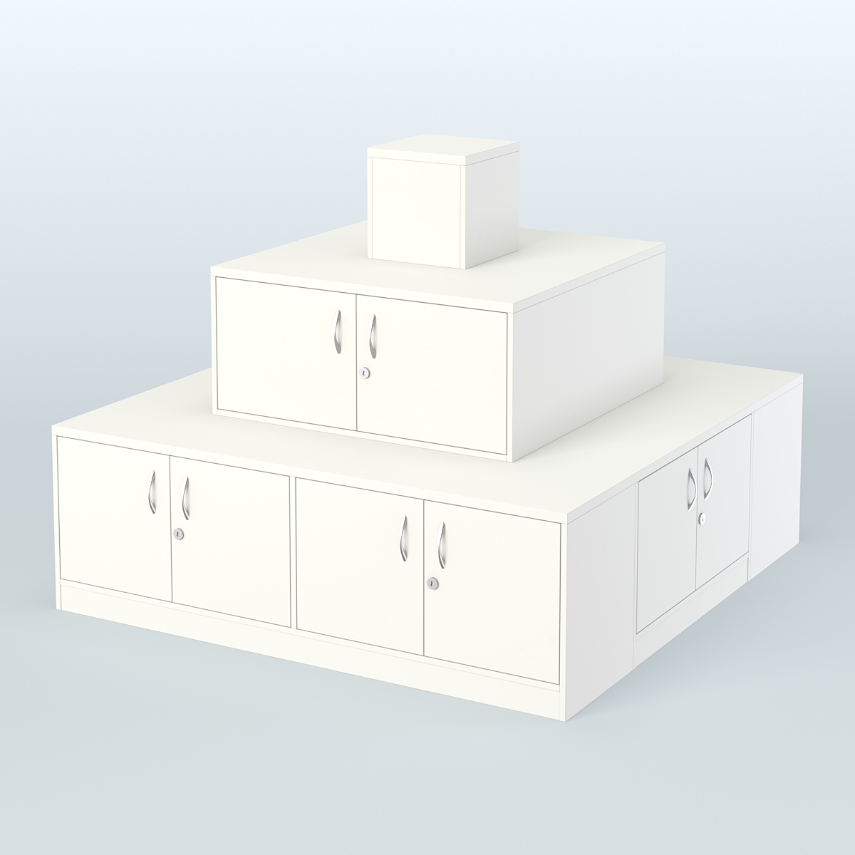 Островок-пирамида с накопителями для торговых центров №2 Белый