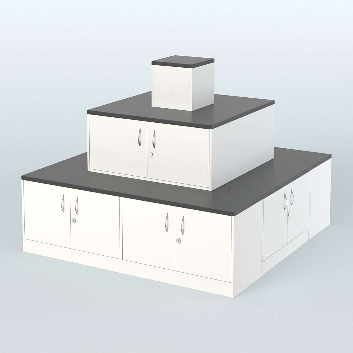 Островок-пирамида с накопителями для торговых центров №2 Белый и Черный