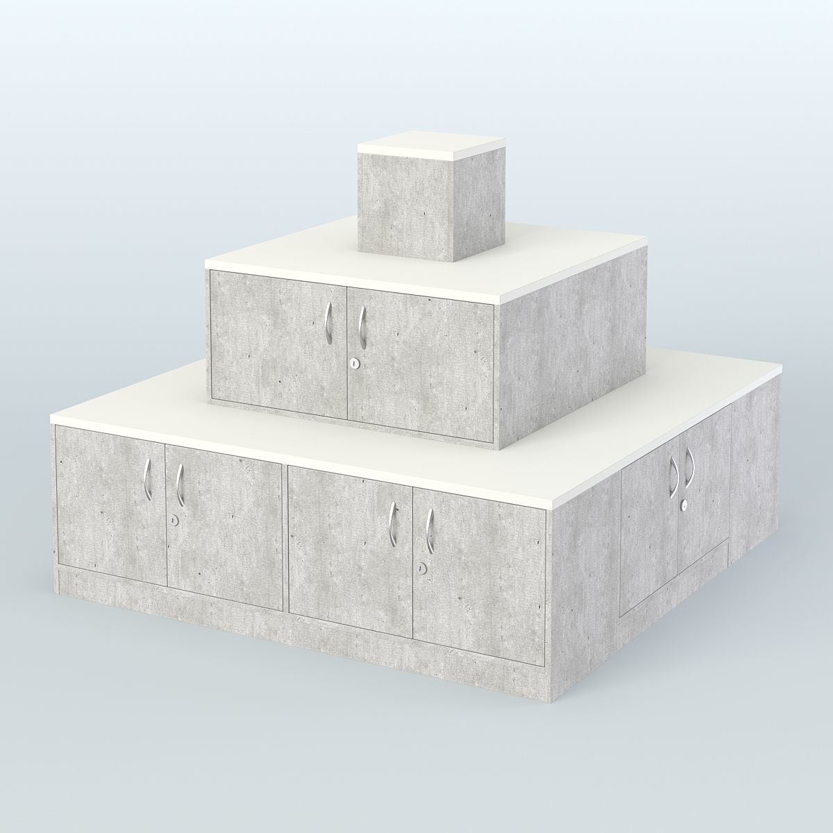 Островок-пирамида с накопителями для торговых центров №2 Метрополитан Грей + Белый